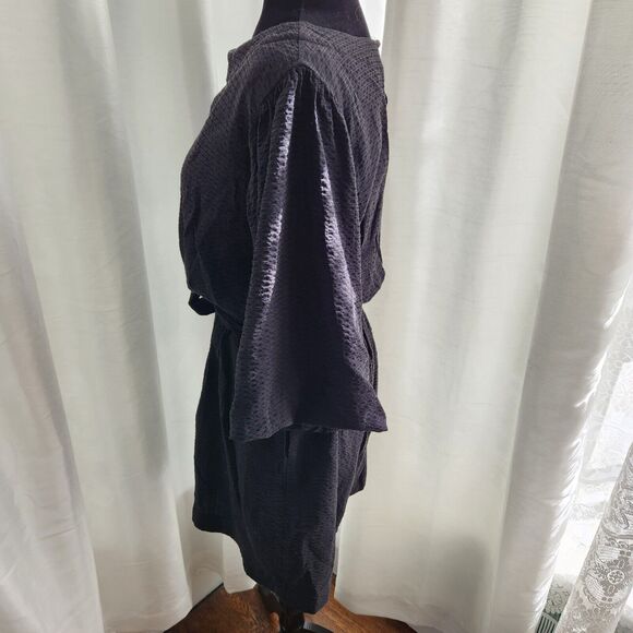 Anthropologie Francesca Balloon Sleeve Textured Romper Medium Womens BLACK - Picture 8 of 13